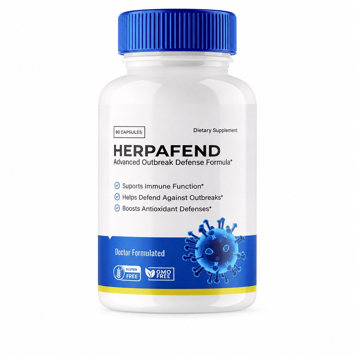 Herpafend supplement bottle - Advanced Outbreak Defense Formula